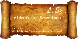 Leidenfrost Szvetlana névjegykártya